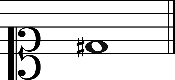 d sharp music note in soprano clef