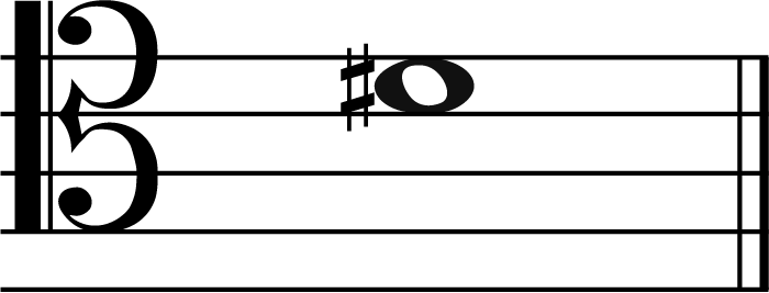 d sharp music note in tenor clef