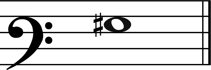 g sharp music note in baritone clef