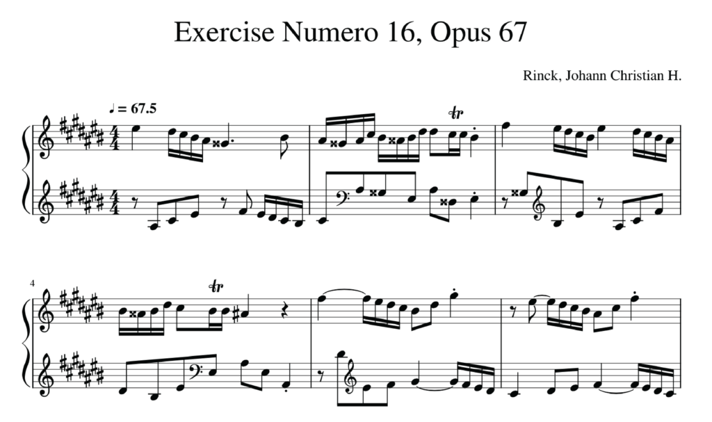 Christian Heinrich Rinck's 30 Preludes and Exercises, Prelude No. 16